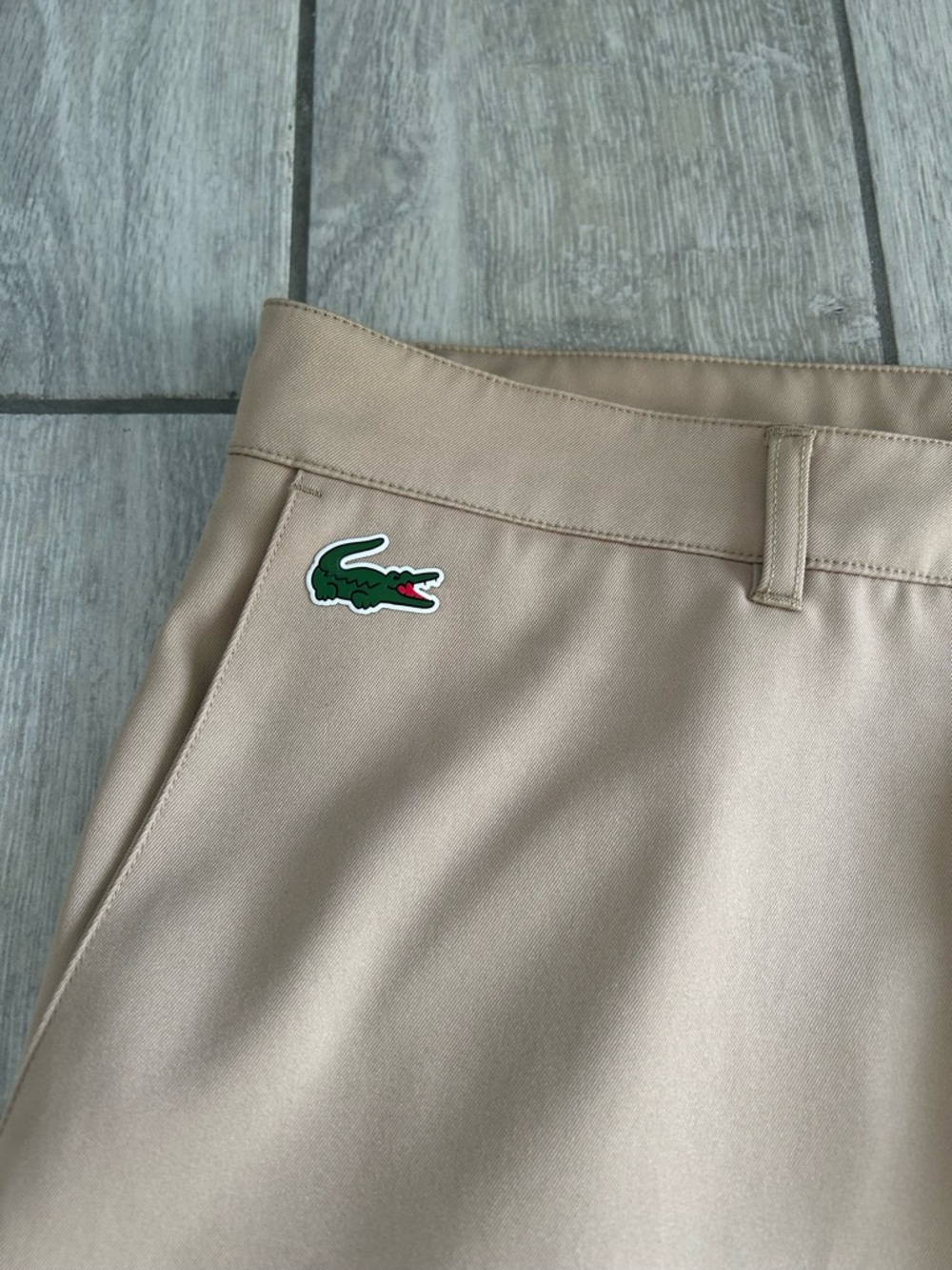 Lacoste Beige Chino Shorts with Crocodile Patch 34x30